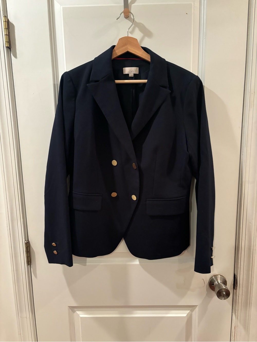 Loft Navy Double Breasted Suit Jacket w Gold Buttons 10 - Picture 2 of 14